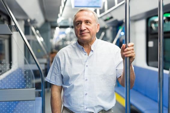 German retiree on the metro.