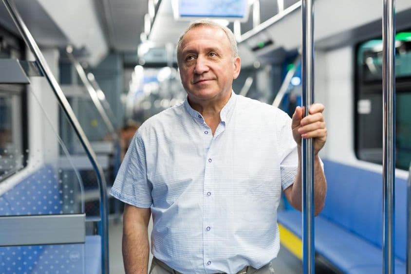 German retiree on the metro.