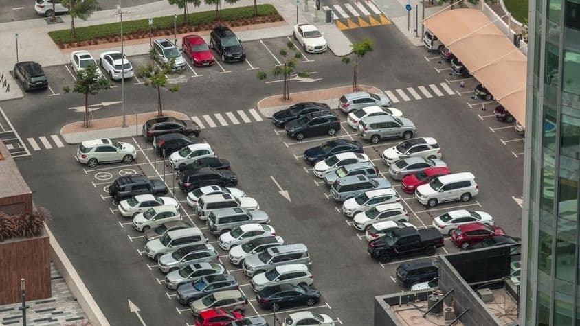 Dubai parking cars from a top view.