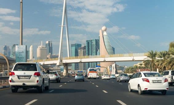 Dubai traffic during rush hour.