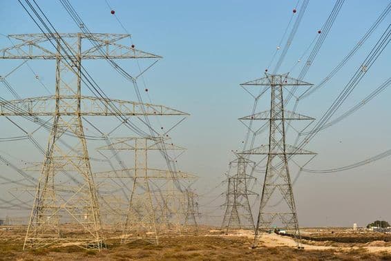 High voltage power lines in Sharjah.