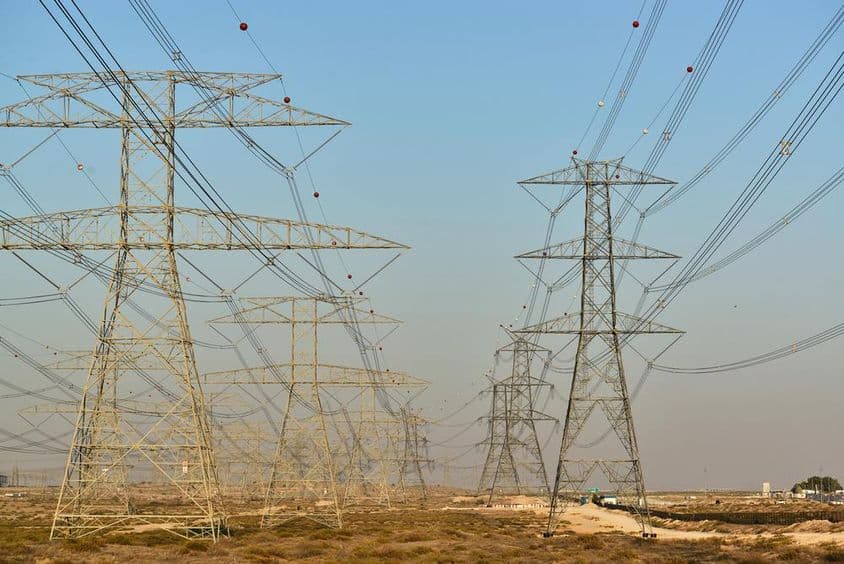 High voltage power lines in Sharjah.