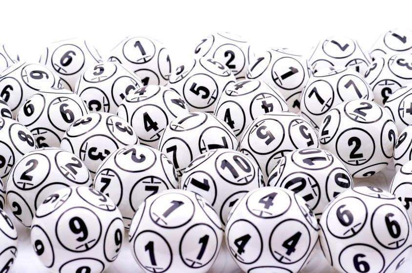 Lotto numbers on plastic balls.