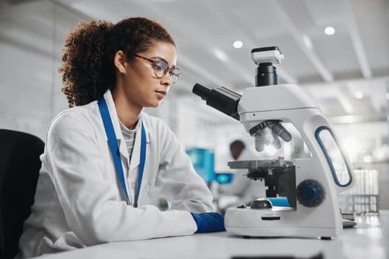 Scientist study, innovation and biotechnology, stem cell research.