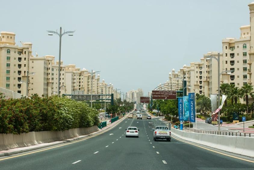 Dubai traffic outside rush hours.