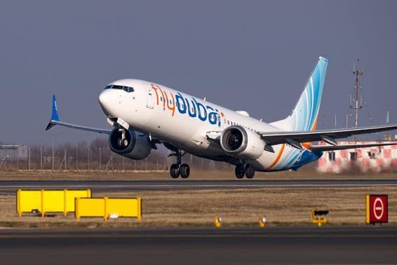 Flydubai aircraft taking off.