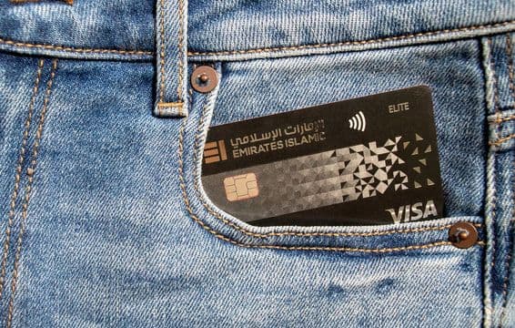 Emirates Islamic Bank plastic Visa credit card.