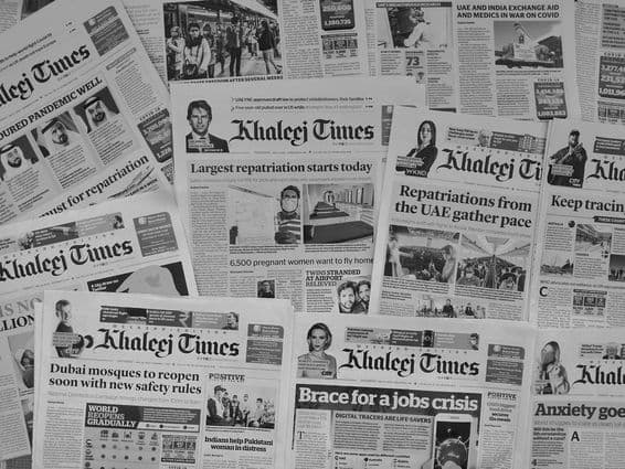 Newspapers in Dubai, May 2020.