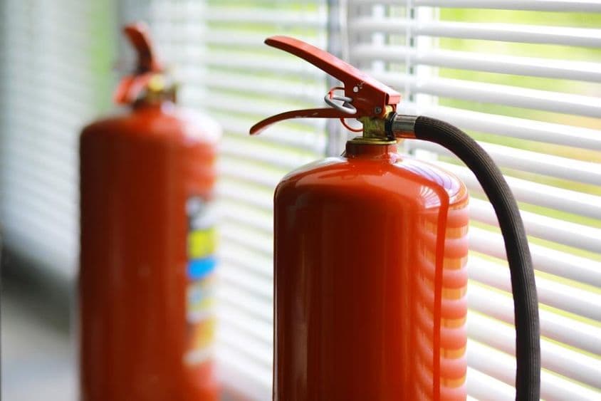 Fire extinguisher accessible in the event of a fire.
