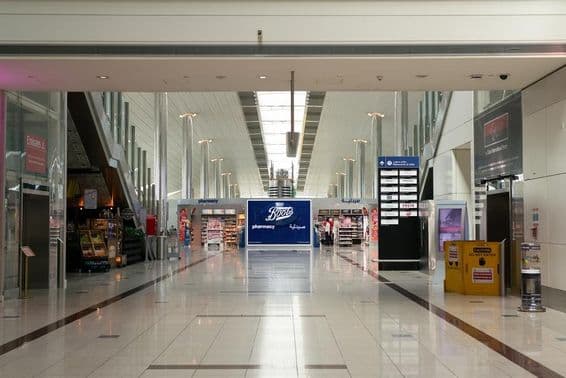 Interior view of Dubai International Airport.
