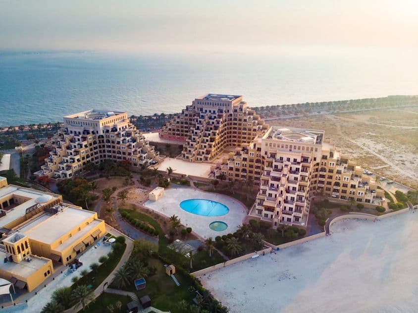 The beach and waterfront of Marjan Island in Ras al Khaimah Emirate.