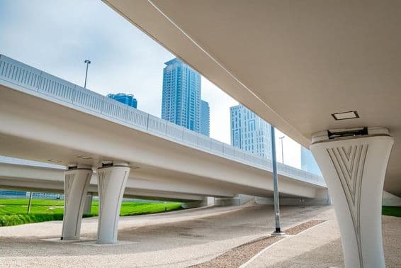 Dubai overpass and bridges at a transportation junction.