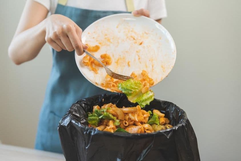 Composting leftovers for environmentally conscious food waste.
