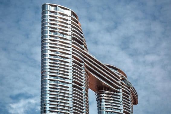 Modern futuristic building in downtown Dubai.