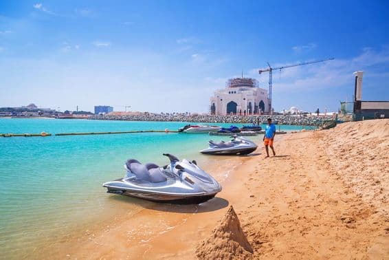 ABU DHABI, United Arab Emirates jet ski rental on the beach.