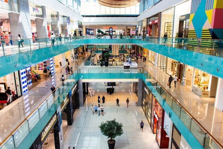View of tourists and visitors walking in Dubai Mall.