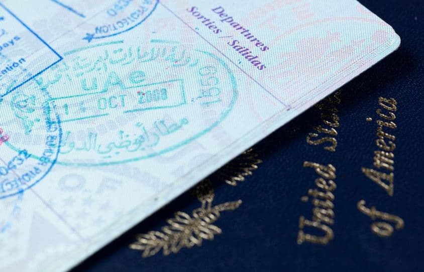Immigration stamp in an American passport.