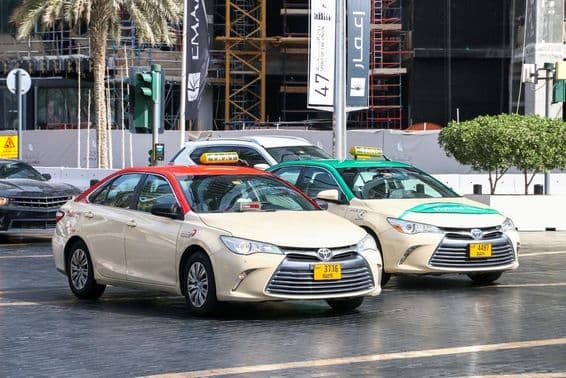 Toyota Camry taxis on the streets of Dubai.