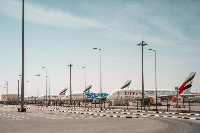 Emirates Airplanes at the airport.