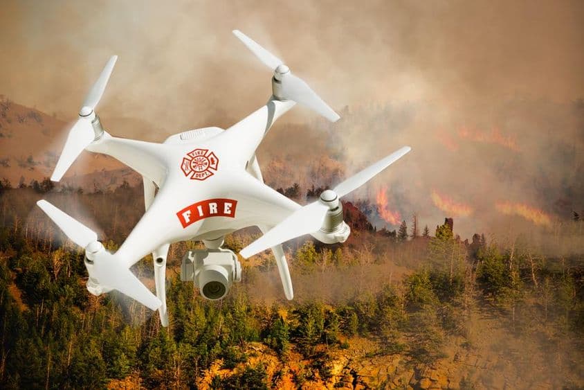 Drone from fire department's unmanned aircraft system (UAS).