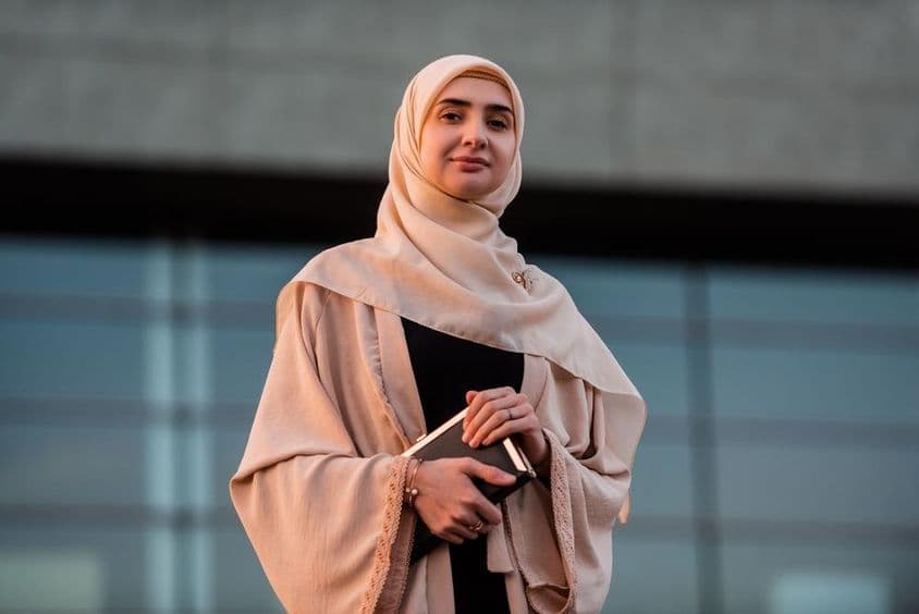 Muslim student wearing hijab.