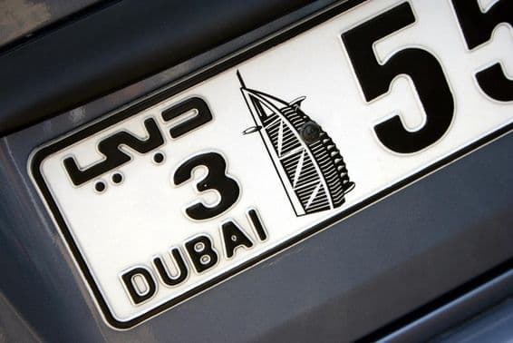 A Dubai license plate number 55.