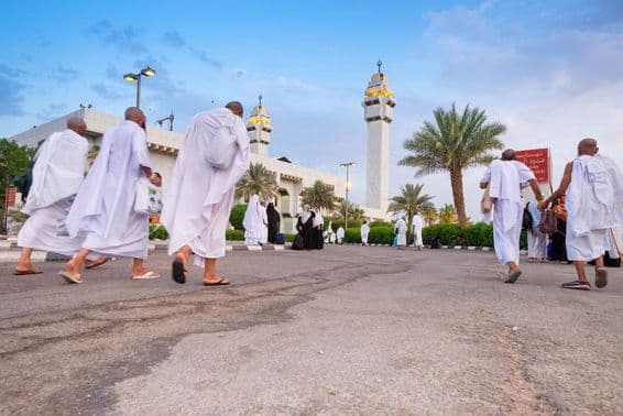 Pilgrims in Mecca on their sacred journey.