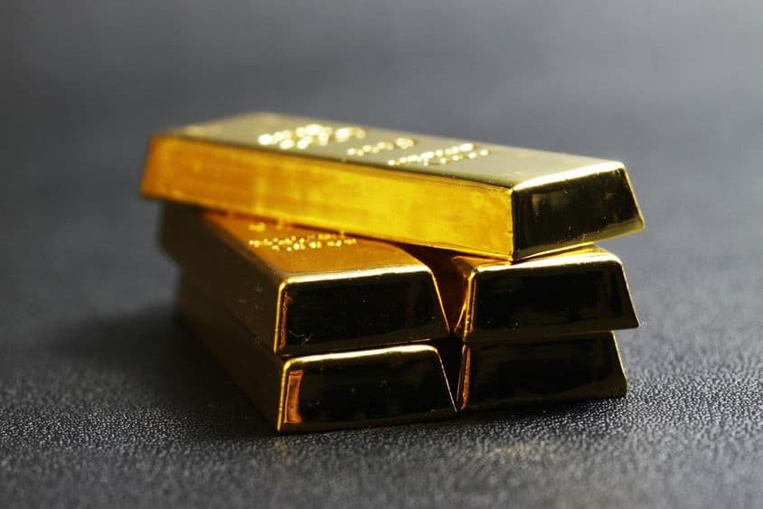 Stacked bars of 999.9 pure gold.