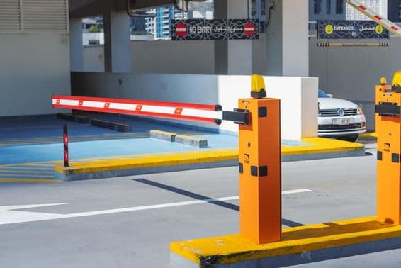 Dubai entry system regulating automatic barriers to the city parking lot.