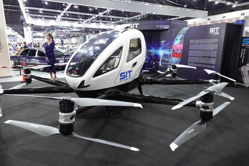 Future of urban air mobility, taxi drones or passenger drones.
