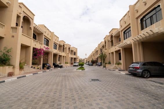 Tranquil residential street in Al Bateen Living Compound, Abu Dhabi.