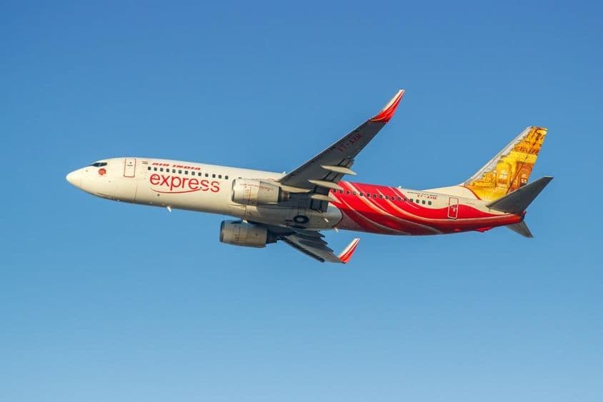 Air India Express Boeing 737-800 aircraft at Dubai airport.