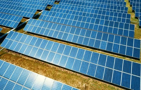 Solar panel field generating clean energy.