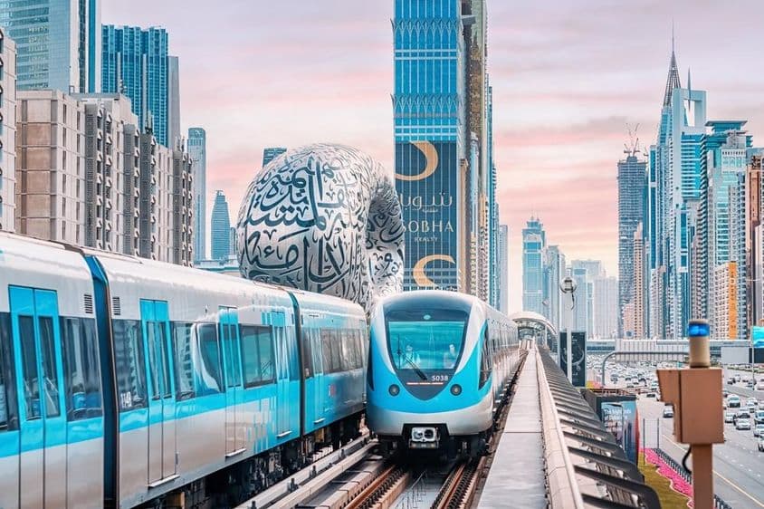 Dubai metro system known for its reliability and comfort.