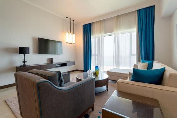 UAE, Abu Dhabi, 1Modern Interior of a Living Room.