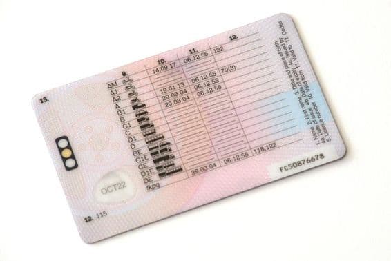 Back of a driving license.