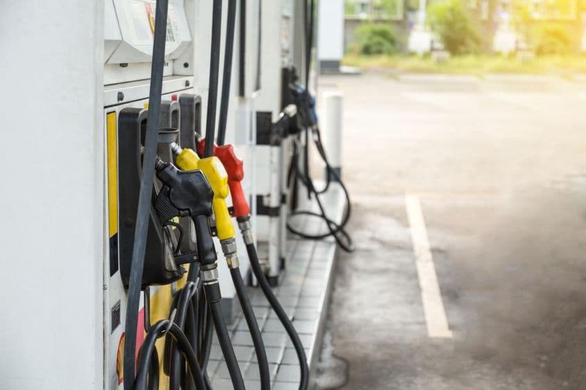 Fuel pumps at a gas station.
