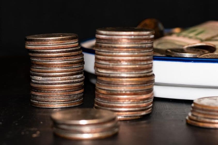 Coins stacked on top of each other.