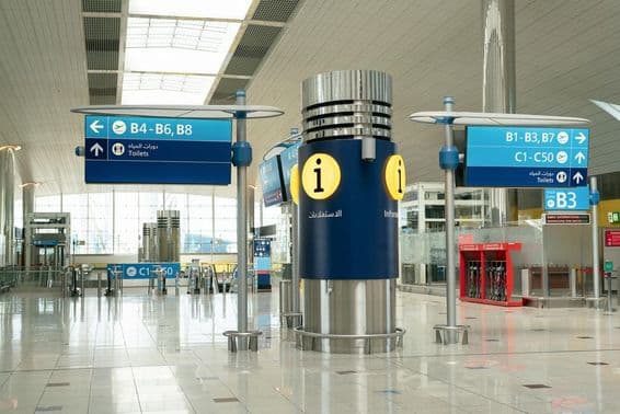 Interior view of Dubai International Airport.