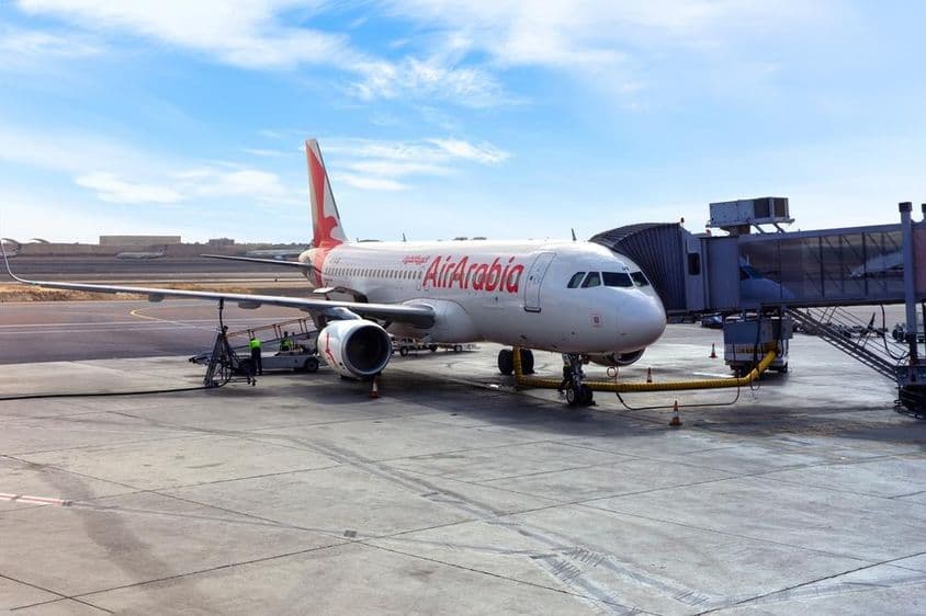 Oman Air Arabia A6-AUB aircraft, Airbus A320 on the runway at Abu Dhabi airport.