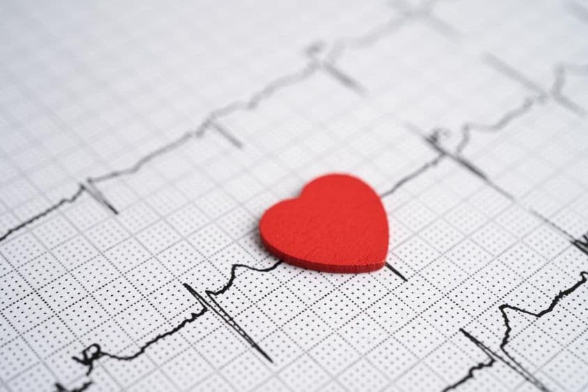 ECG with a red heart.