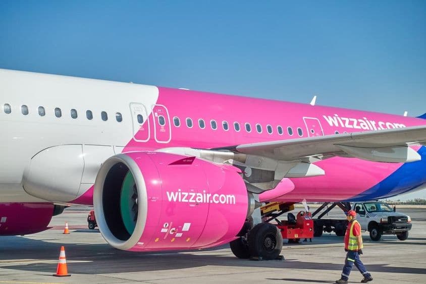 Wizz Air A321 airplane. Yerevan airport.