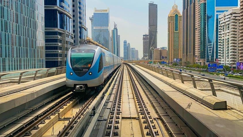 Dubai metro on a summer day.