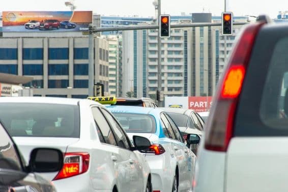 Traffic jam in the city of Dubai.