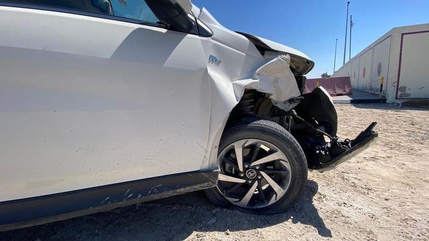 White car involved in accident in Dubai.