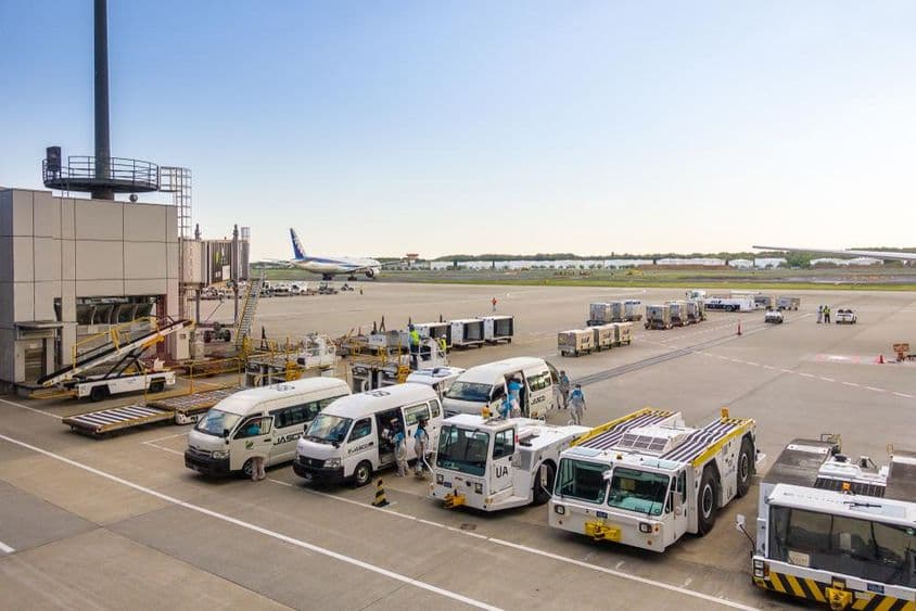 Aircraft ground service vehicles.