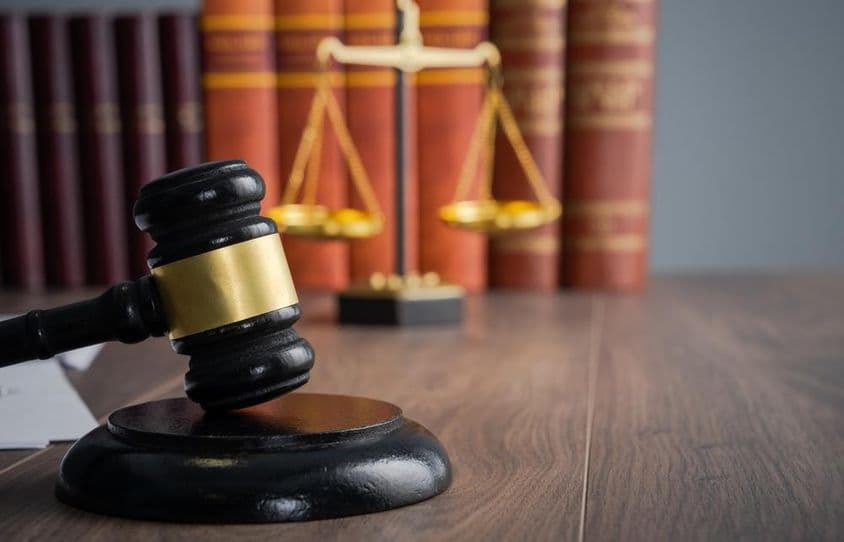 Judicial gavel in a court proceeding.