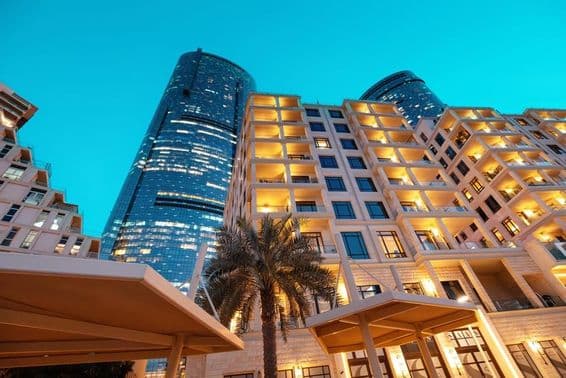 Abu Dhabi, United Arab Emirates: Modern residential buildings.