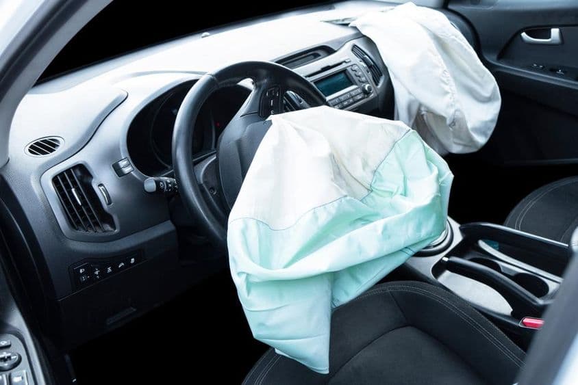 Airbag exploded in a car after an accident.