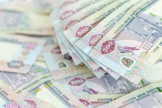 United Arab Emirates dirhams, five hundred banknotes.